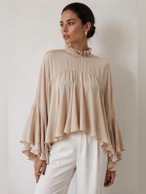 H&M EDITION OVERSIZE SLEEVE FLOUNCE BLOUSE